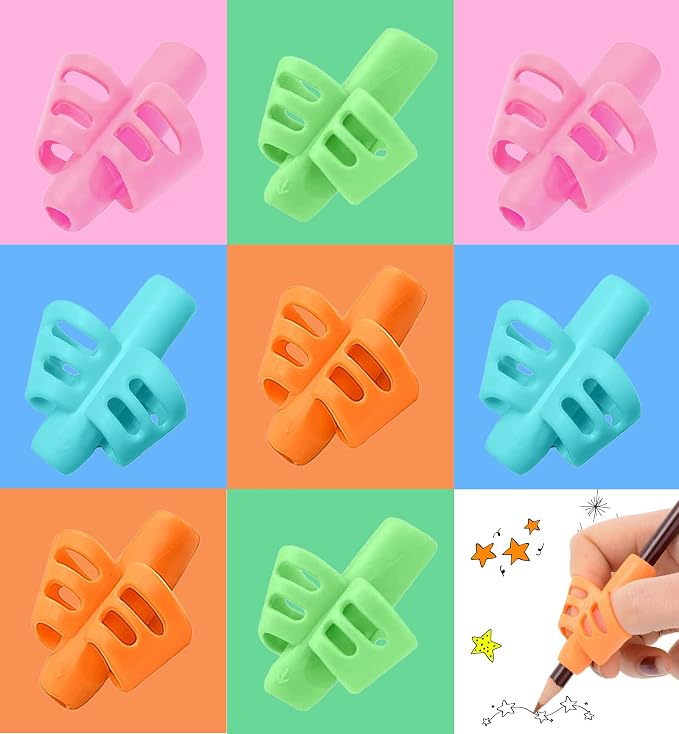 JustBlanks 40 Pcs Pencil Grips for Kids Handwriting Pencil Holder for Kids Posture Correction Writing Training for Toddlers Silicone Pencil Grip Bulk