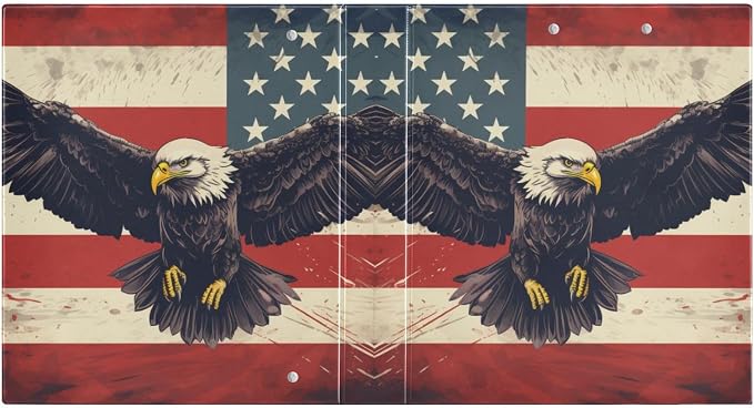 3 Ring Binder American Flag Eagle 1.5" Round Ring Binders View Binder with 200 Sheet for Kids School Supplies Women Men Office, 1 Pack
