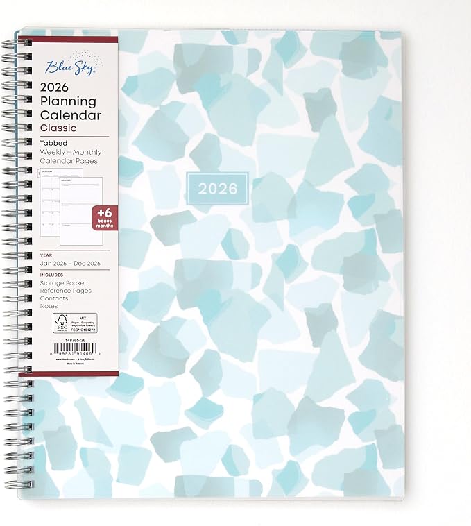 Blue Sky 2026 Weekly & Monthly Planner Calendar, 8.5"x11", Amitza