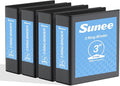 SUNEE 3 Inch Binders Black 4-Pack, 3 Ring PVC-Free Clear View Large Binders 3" (Fits 8.5x11 Inches) for School, Office & Home Use