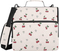 Cute Cherry Heart Pattern Zipper Binder 3 Ring with Handle and Shoulder Strap, 500 Sheet Binder Organizer Capacity & Multi-Pockets for School Office