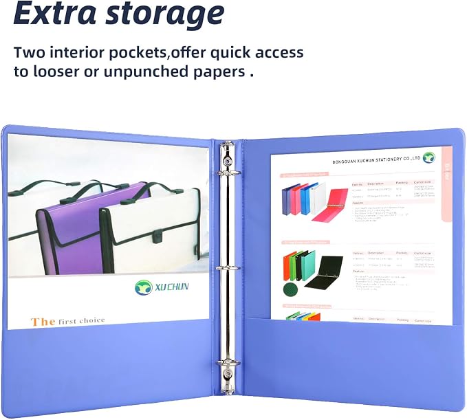 XUCHUN 3 Ring Binders 1 Inch,Clear View Binder with 2 Pockets, Holds 225 Sheets 8.5x11 Inches Paper, Customizable Cover & Spine,Binders for Office, School, Home, Business,6 Pack
