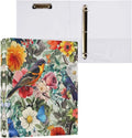 Flower with Colorful Birds 3-Ring Binder 1.5 Inch 1 Pack Round Ring Binder Holds 200 Sheets with 3 Inside Pockets for Office Home Organization