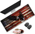 Desk mat Personality Pattern Large Protective Mat, Smooth Surface Soft Mousepad, Waterproof Non-Slip Desk Mat, 31.5x11.8 in Sewn Edge Office/Home Desk Mat, American Flag Art Bald Eagle