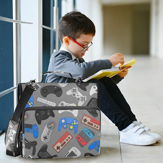Funny Video Games Binder Bag 3 Ring Zipper with Handle Shoulder Strap | for School Work Office Organizer Storage Case