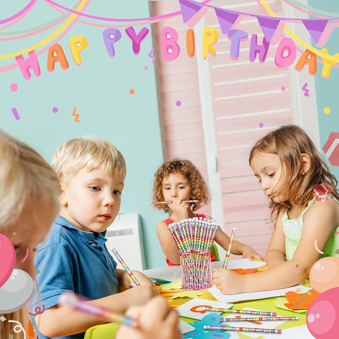 48 Pcs Happy Birthday Pencils Colorful Birthday Pencil for Students Teacher Wooden Pencils with Erasers Birthday Party Supplies, 6 Style(48)