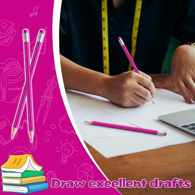 36 PCS Pink Pencils with Eraser, Pre-Sharpened HB Spring & Easter Pencils for Kids, School Supplies for Writing, Drawing & Easter Art Crafts (Pink)