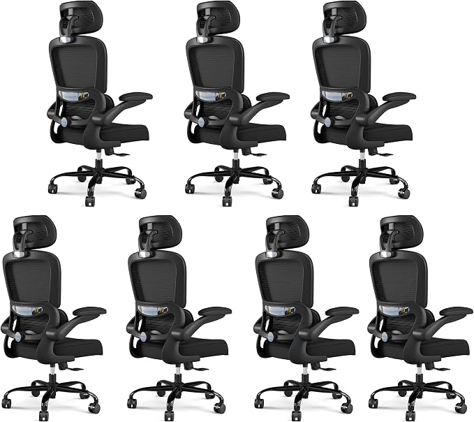 TRALT Office Chair Ergonomic Desk Chair - Gaming Chair with Lumbar Support | 330 LBS Home Office Desk Chairs with Headrest, Reading Chair with Flip-up Armrests, Comfortable Computer Chairs (7, Black)