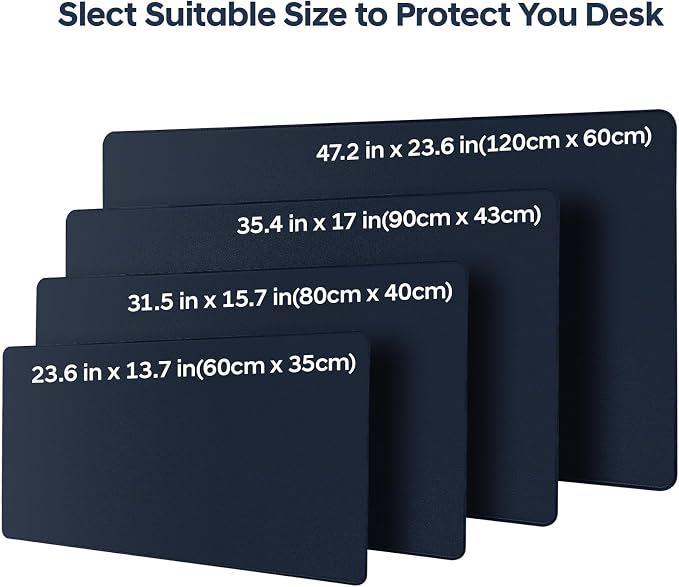 Leather Desk Pad Protector, Office Desk Mat, Large Mouse Pad, Non-Slip PU Leather Desk Blotter, Waterproof Computer Desk Writing Pad for Office and Home (Dark Blue, 31.5" x 15.7")