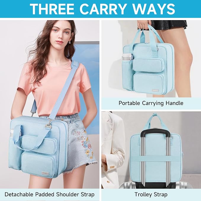 Zipper Binder 3 Ring, 700 Sheets Capacity, Binder 3 Inch with Shoulder Strap Fits 13 Inch Laptop for School and Office,Blue