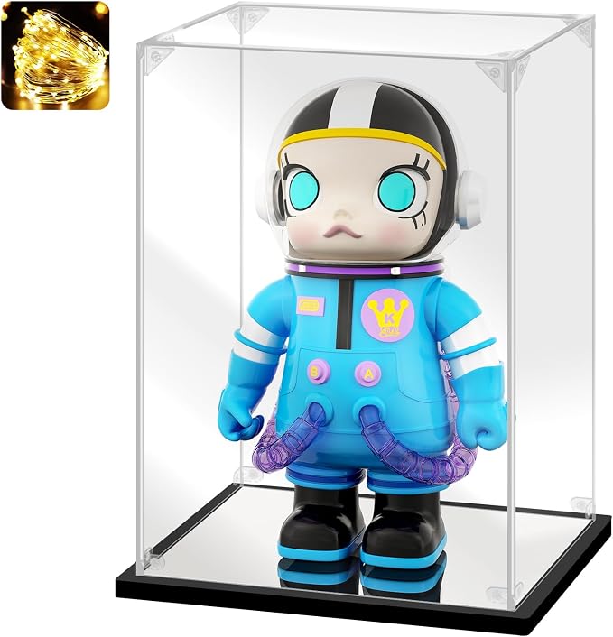 Acrylic Display Case for Collectibles Assemble Acrylic Display Box for Bearbrick 400% Lego 76191 Clear Acrylic Case for Display Dolls Action Figures Storage(Black,9.8*9.8*13.8 inch)