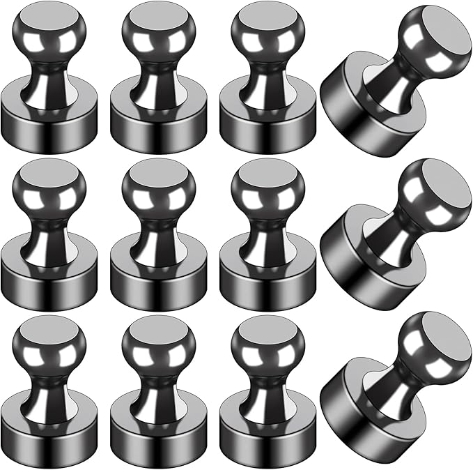 LOVIMAG Fridge Magnets 12Pcs Refrigerator Whiteboard Small Strong Magnet Classroom Kitchen Accessories Decorative Locker Set Decor Must Haves Office Calendar Refrigerador Magnetic Cute Crafts Black
