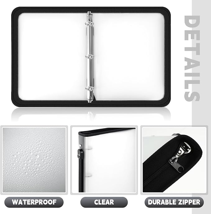 Teling 4 Pcs 2 Inch Zipper Binder 3 Ring Organizer, White | Secure Zipper Closure, Refillable 3 Ring Design, Handle Carry, Fits Letter Size Papers for School, Office and Projects