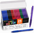 Volcanics Retractable Erasable Gel Pens, 24 Pack, 6 Colors, 0.7mm