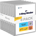 Enday 1 Inch Binder (6 Pack - Grey) 3 Ring Binder 1 inch with Clear View Cover and 2 Inside Pocket - for Letter Size 8.5 x 11'' Paper, Ideal for School Supplies, Office, and Home