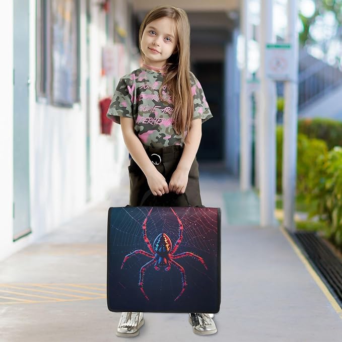 Spider Zipper Binder Bag 3 Ring Binder with Shoulder Strap Zip Up 500 Sheets Capacity Multi Pockets for School Office Supplies