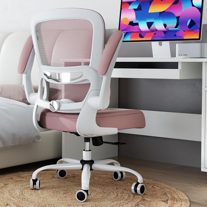 TRALT Office Chair - Ergonomic Desk Chair with Adjustable Lumbar Support, Mesh Computer Chair, Executive Chair for Home Office Comfortable Lumbar Support (1, Pink)