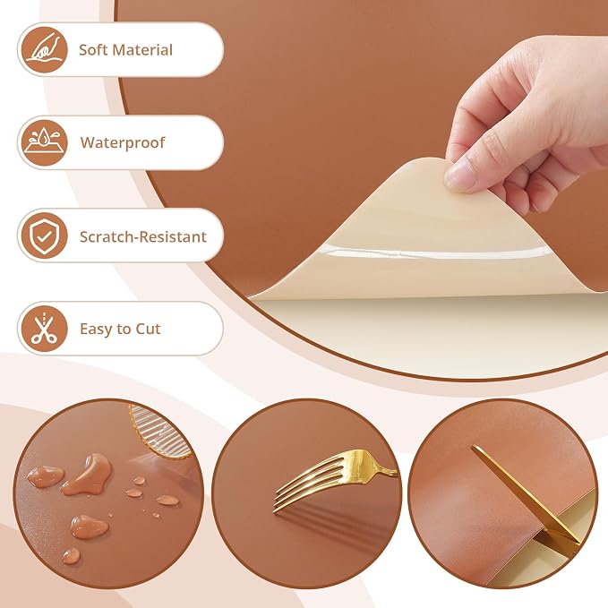 LovePads Makeup Mat for Vanity, 17" x 28" PVC Desk Mat & Dresser Cover Top | Waterproof Desk Protector, Vanity and Desk Accessories; Wipes Clean, Ideal for Writing, Nail Art, Craft Table, Brown+Beige