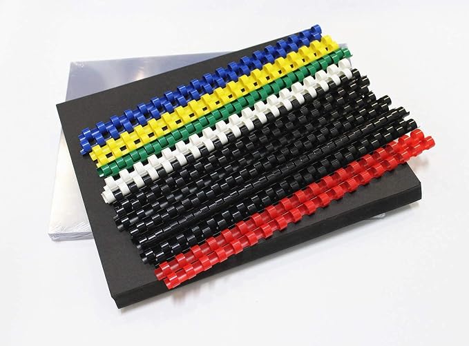 Binditek Binding Covers and Combs Kit, Letter Size, 120 Pack | Binding Covers and Comb Spines Set: 50 8Mil Clear PVC Covers, 50 Black Paper Covers and 20 1/2 in Combs for Reports