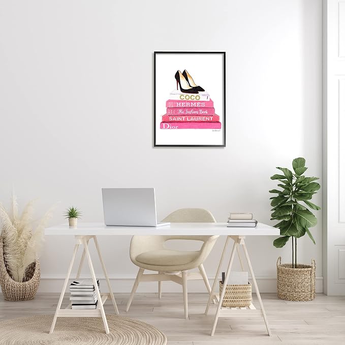 Glam Fashion Books Pump Heels, 24 x 30 Inch Framed Giclée Print | Stupell Industries · By Amanda Greenwood · Ready to hang · Fashion inspired still life · Made in USA