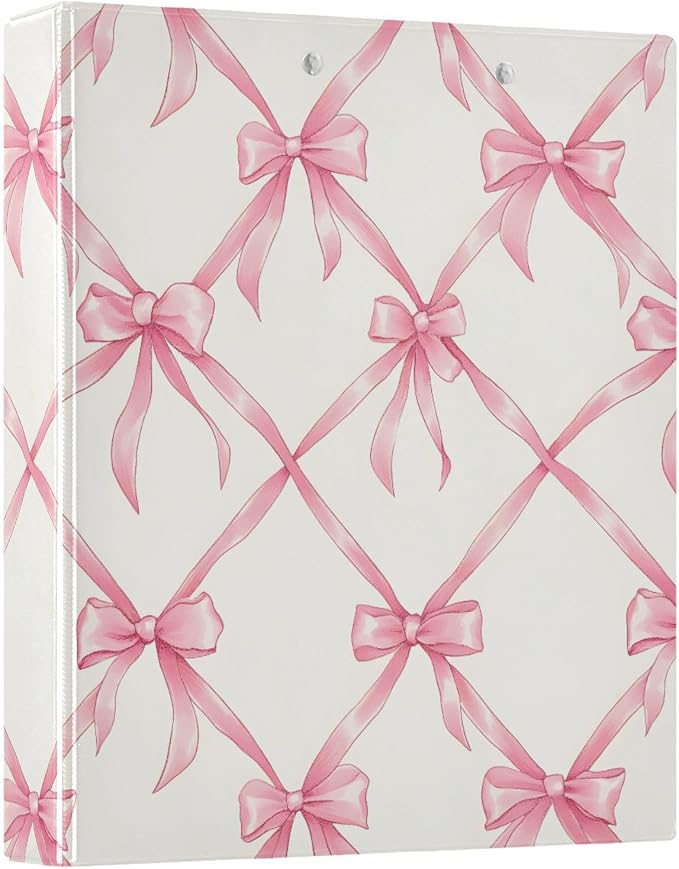 3 Ring Binder Bow Rhombus Plaid 1.5" Round Ring Binders View Binder with 200 Sheet for Kids School Supplies Women Men Office, 1 Pack