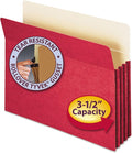 Smead File Pocket, Straight-Cut Tab, 3-1/2" Expansion, Letter Size, Red, 25 per Box (73231)