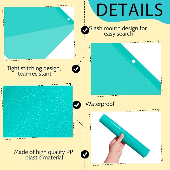 Maitys 50 Pack Binder Pockets 3 Ring, Letter Size 8.5x11,Bright Colors | Clear Plastic Document Sleeves, Sheet Protectors with Slash Jacket, Fits Standard 3 Hole Binders, Organize Office Papers