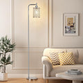 Ziisee Crystal Floor Lamp - Industrial Modern Standing Lamps with LED Bulb for Living Room Bedroom Office - Silver