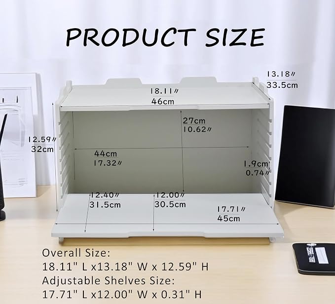 YFS 5 Tier-Desk File Organizer, Stackable Paper Tray, Printer Paper Storage for Office, Sorter Organizer for Letter/A3 Office File Folder Holder -White (Horizontal-5tray(with 4 Adjustable Shelves))