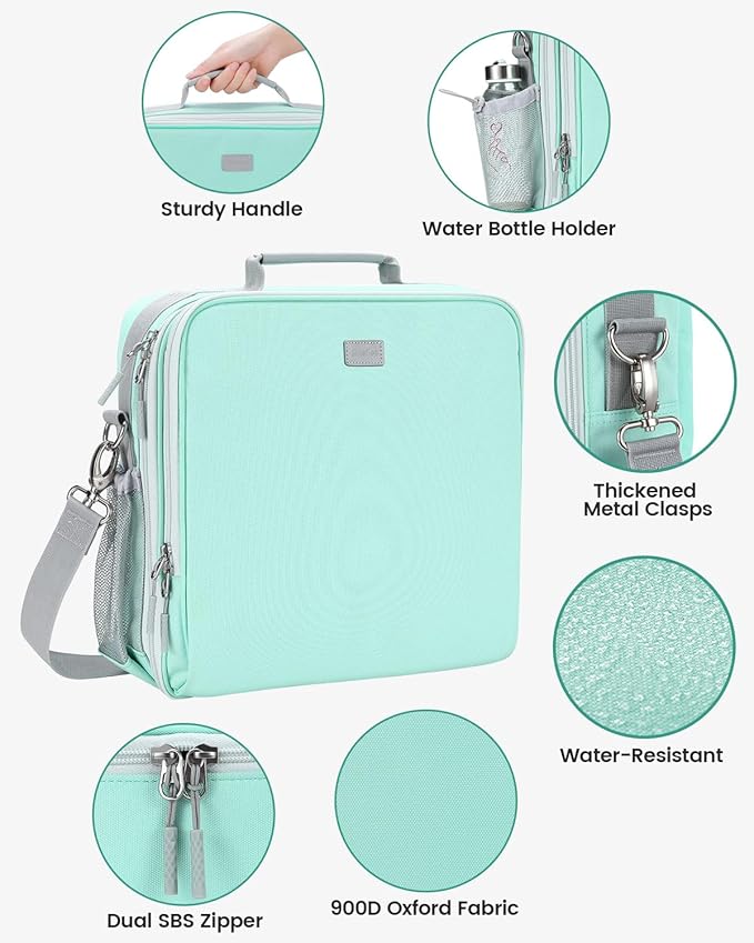 Zipper Binder 3 Inch D-Ring 3 Ring with Water Bottle Holder | Binder with Strap for School/Office, 700 Sheet Capacity-Multiple Pockets, Fit for 13" Tablet/Laptop, Light Blue