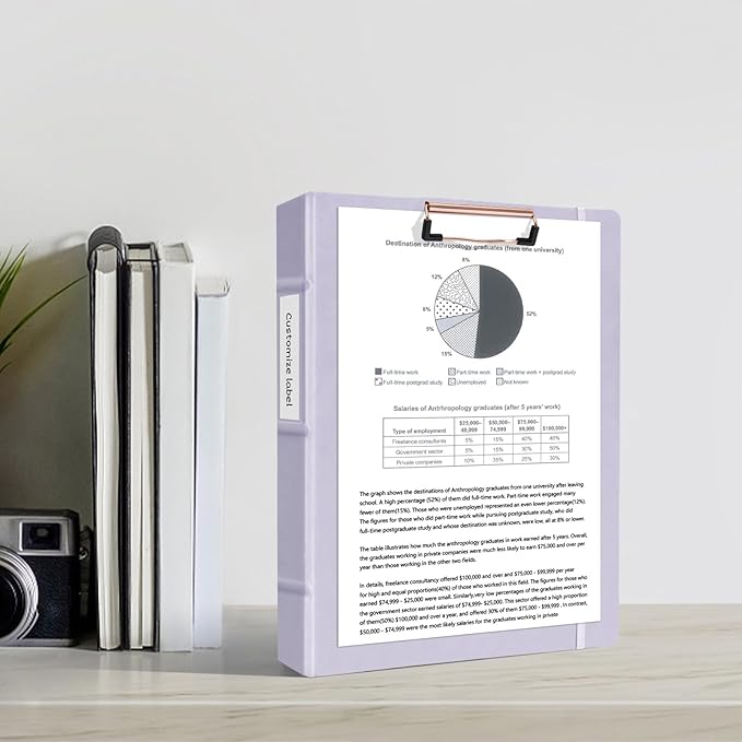 Ospelelf 3 Ring Binder 1 Inch Vintage Hardcover, Leather Organizer for Letter Size, Professional Clipboard with Dividers and Tabs, Purple