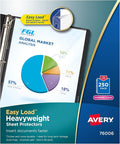 Avery® Diamond Clear Heavyweight Sheet Protectors, Easy Load, 250 Document Protectors (76006) | Top Loading Design | Polypropylene Construction | Prepunched Binder Holes | Archival Safe Storage | Nonstick Finish
