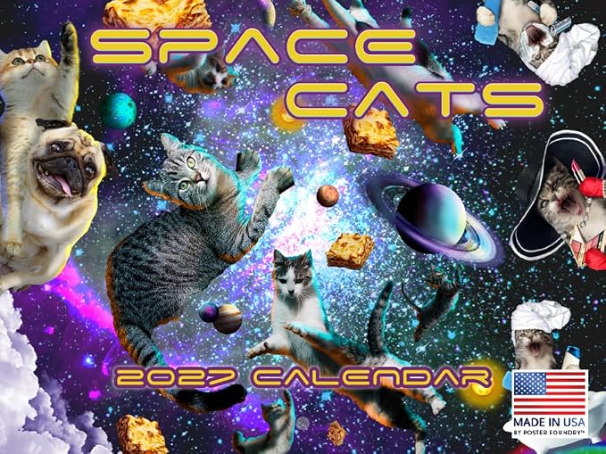 Space Cats Calendar 2027 Monthly Wall Calender 12 Month
