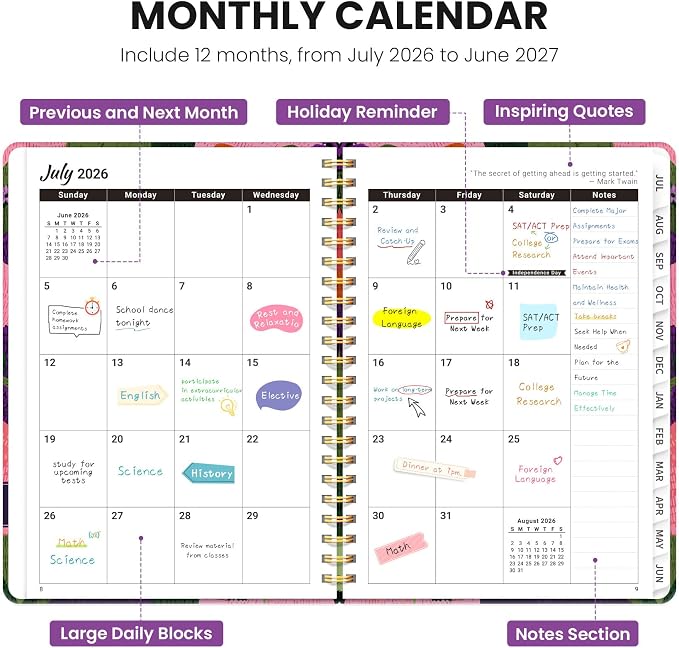 ZOTIA Planner 2026-2027 Weekly & Monthly Calendar Planner Jul 2026-Jun 2027