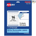 Avery® Matte White Removable Rectangle Labels, Sure Feed® Technology, Print-to-The-Edge, 1" x 3", 240 Removable Labels, Laser/Inkjet Printable