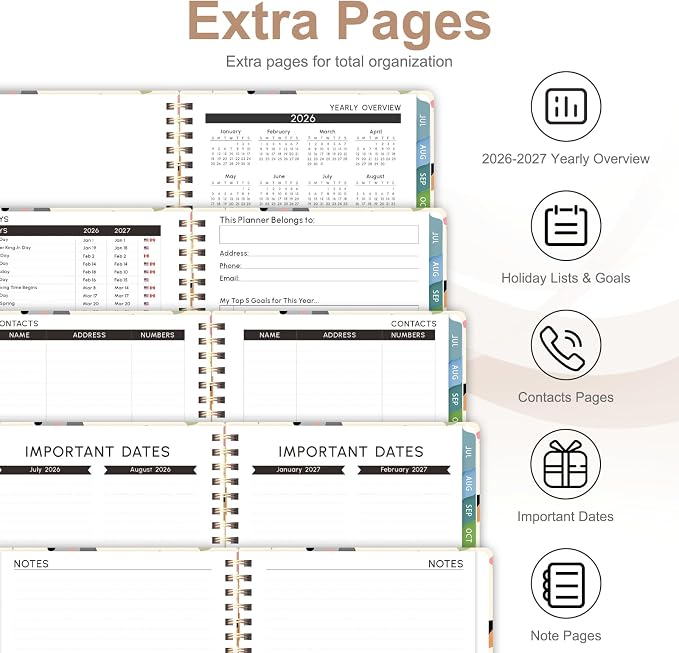 Planner 2026-2027, Weekly and Monthly Academic Year Calendar Planner, July 2026 - June 2027, Daily Agenda Book for Office School Supplies, Letter Size(8.5'' x 11'')