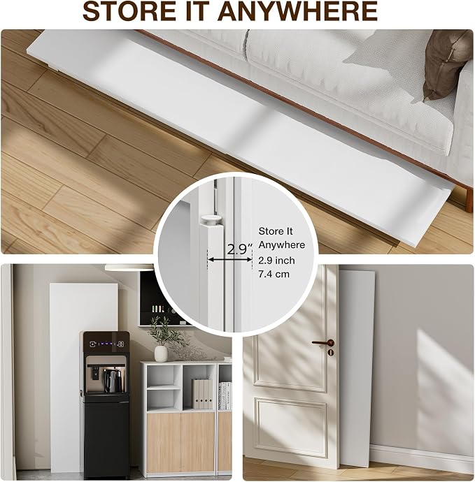 TEMI Long Computer Desk Folding Table - 55.1" Foldable Office Desk, No Assembly, Perfect Writing Table for Bedroom or Apartment, Portable Large Desk or Study Table with Compact Design, White Ash