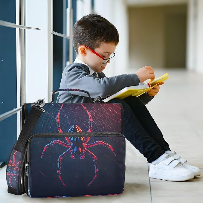 Spider Zipper Binder Bag 3 Ring Binder with Shoulder Strap Zip Up 500 Sheets Capacity Multi Pockets for School Office Supplies