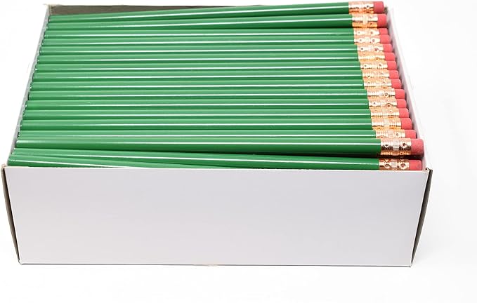 Pencil Guy Blank Round Pencils, Green, 144 to a box