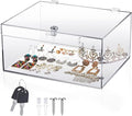 Clear Acrylic Locking Display Case with Keys Large Medication Lock Box Snack Fridge Lock Acrylic Figure Display Case Storage Box for Collectibles Figures Jewelry Toy(12.2" X 5.75" X 4.6")