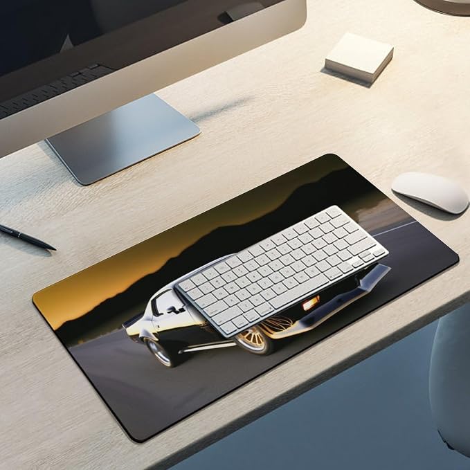 Classic American Muscle Car Mouse Pad Gaming Cool Mousepad Large Computer Desk Pad Mat with Non-Slip Rubber Base Vintage Office Desk Accessories 23.6" X 11.8"