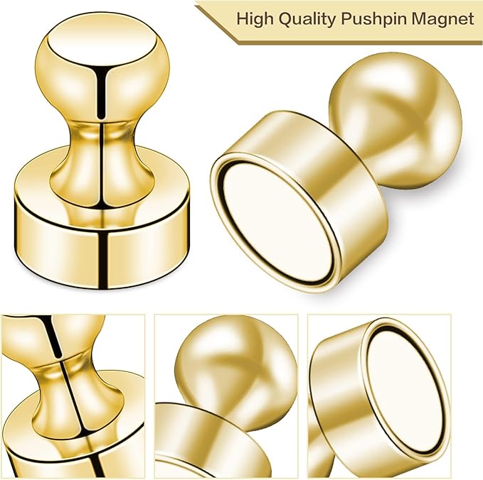 LOVIMAG Fridge Magnets 25 Pcs Refrigerator Whiteboard Small Strong Magnet Classroom Kitchen Accessories Decorative Locker Set Decor Must Haves Office Calendar Refrigerador Magnetic Cute Crafts Gold