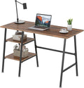 VECELO 43.1 Inch Computer Desk Home Office Walnut Study Desk Work Office Table with Shelves Wooden Desk for Bedroom