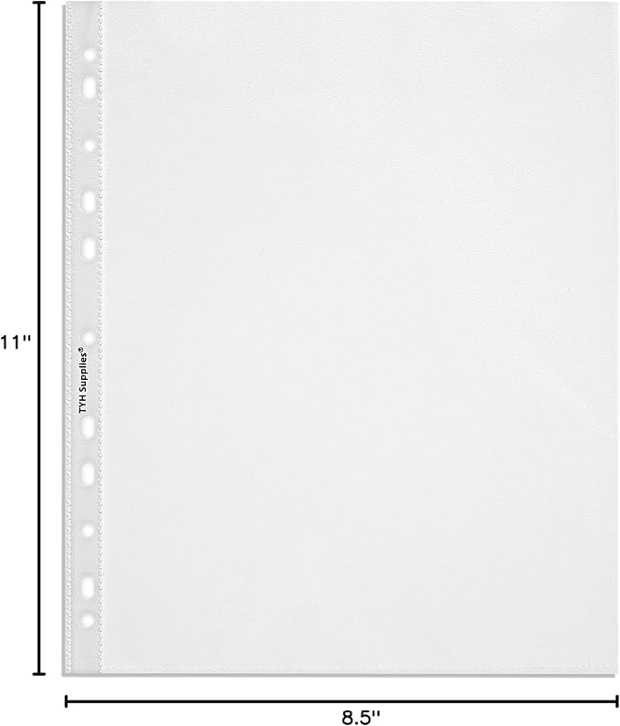 Heavyweight Sheet Protectors 100 Pack 8.5x11, Non Glare Clear 11 Hole Top Loading, Heavy Duty Plastic Sleeves for 3 Ring Binder, School Office Supplies, Document Organization