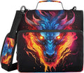 Dragon Fire Black Print Zipper Binder Bag 3 Ring with Shoulder Strap & Handle Multi Pocket Binder Organizer Bag Large Capacity for School Office Supplies