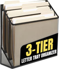 1InTheOffice 3 Tiers File Folder Organizer, Desk Sorter, Black Mesh Organizer
