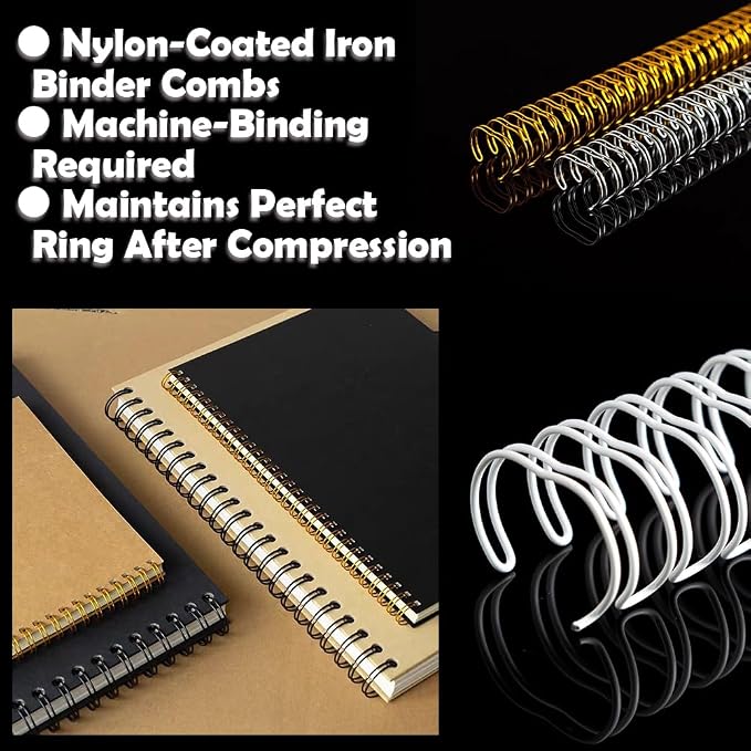 Double Loop Binding Wires for Students and Coworkers, 50 Pack Twin Loop Wire Binder Combs Spines for Booking Letter Size and Binding-Machines (50P, 2:1 Pitch, Blue, 1 Inch (220 Sheet Capacity))