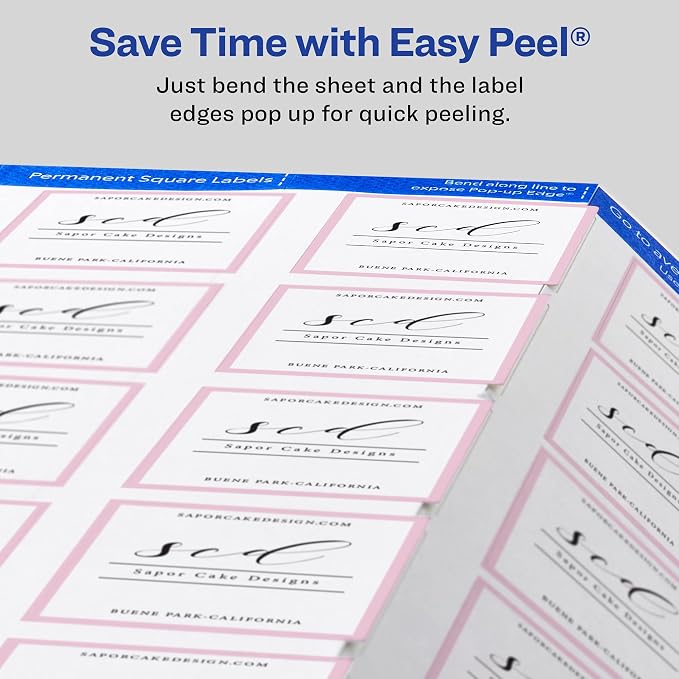 Avery Printable Blank Square Labels, 2" x 2", Matte White, 120 Customizable Labels (22816)