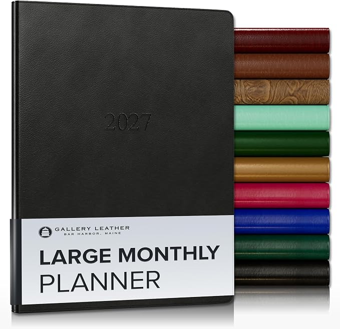 Gallery Leather Large Monthly Planner 2026-2027 Monhegan Black