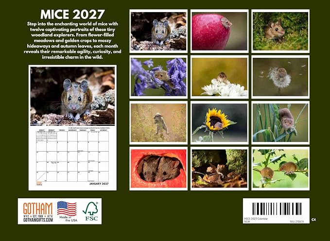 Mouse Calendar 2027 Mice Monthly Wall Calender 12 Month